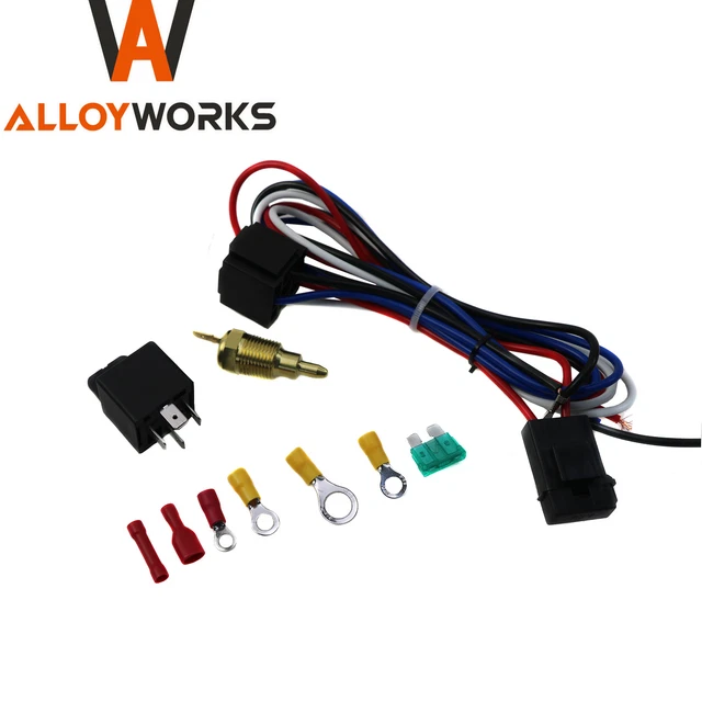 Electric Engine Fan Wiring Relay Switch Sensor Kits Thermostat 165 to 185 30Amp