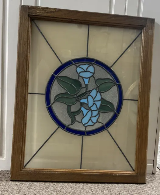Stained Glass Window Flower Blue