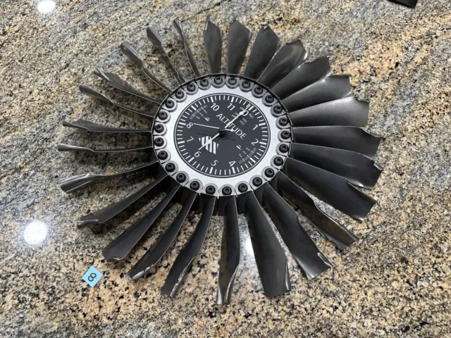 Jet Engine Disk Altimeter Clock. Pilot Gift Airline Boeing Blade Flight Sim USAF