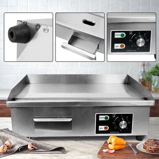 ELECTRIC GRIDDLE GRILL 3000W BBQ Hot Plate Commercial Stainless Steel Countertop 162.00
