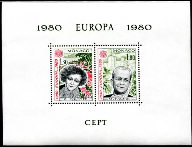 Monaco 1980 1421-1422 Bloc Spécial ** Timbre Neuf Europe Cept Rare (I1907