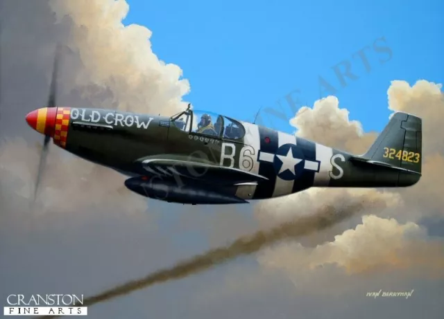 D - day aviation art post card American P-51 Mustang Ace Clarence 'Bud' Anderson