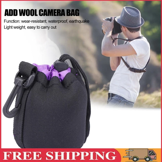 Neoprene Camera Lens Pouch Drawstring Waterproof Shockproof Soft Bag (S)