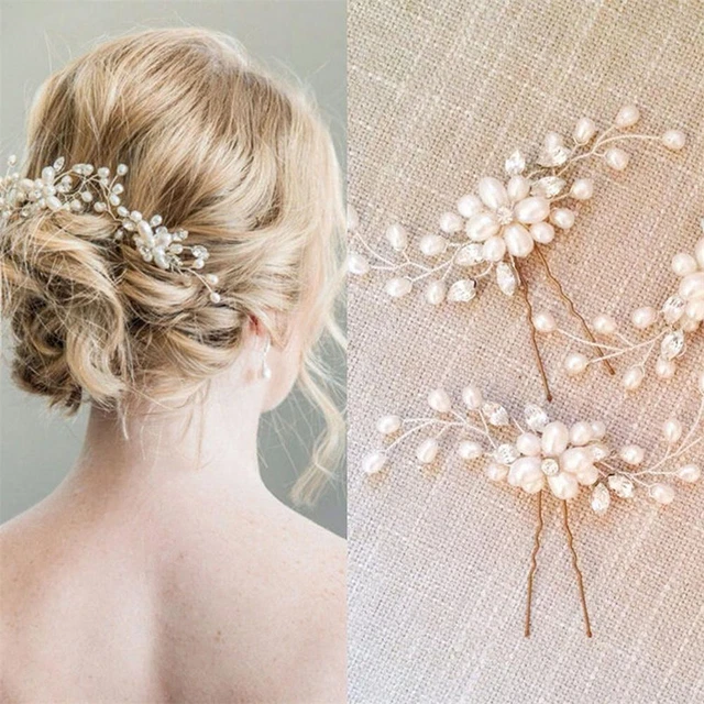 Sparkling Wedding Hair Pins with Crystals and Pearls for Elegant Bridal and