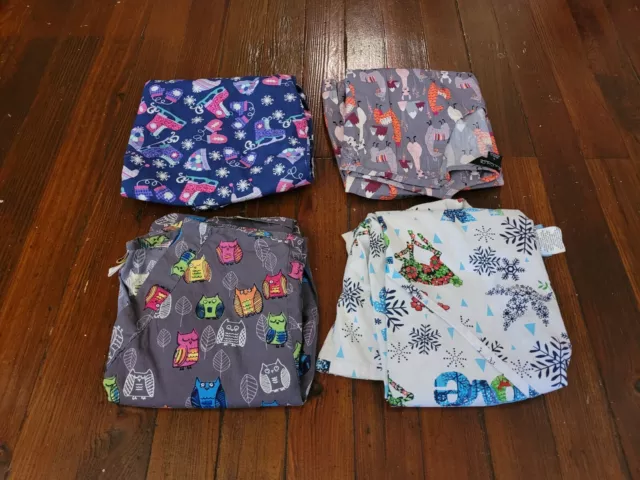 Scrubs Tops Size Small lot (4), Colorful Mixed brands nursing uniforms. Lot A