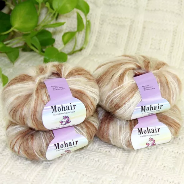 Sale 4BallsX25gr Fluffy Lace Mohair Warm Shawl Rugs Hand Knit Crocheted Yarn 55