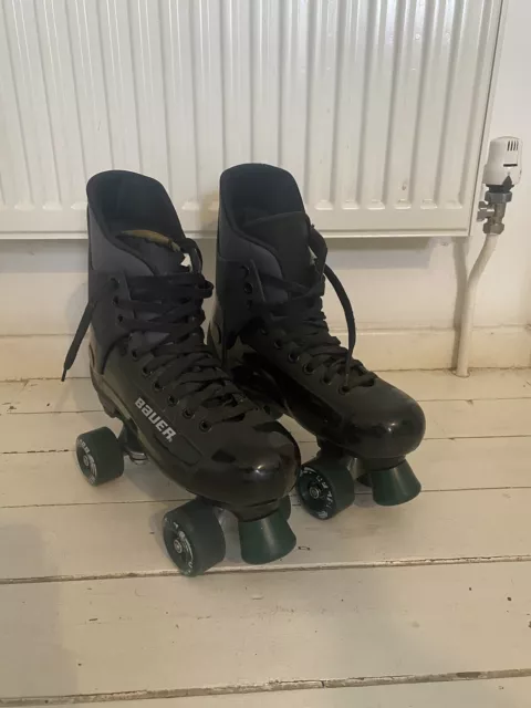 Bauer Turbo Vintage Quad Style Roller Skates Black UK Size 7