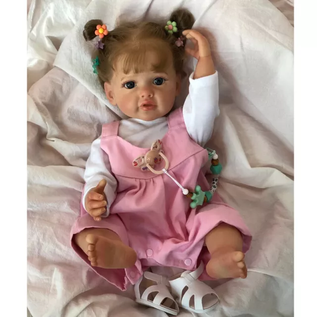 22" Reborn Baby Doll Full Body Silicone Realistic Toddler Girl Handmade Gift Toy