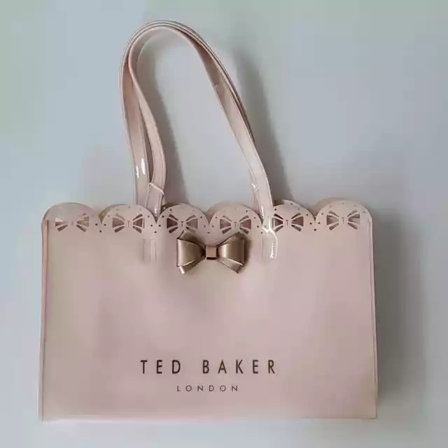 Ted Baker London Blush Pink Gold Bow Plastic Tote Bag NWT