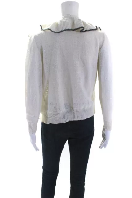 Rodarte Womens White Wool Ruffle Open Front Cardigan Sweater Top Size S 3