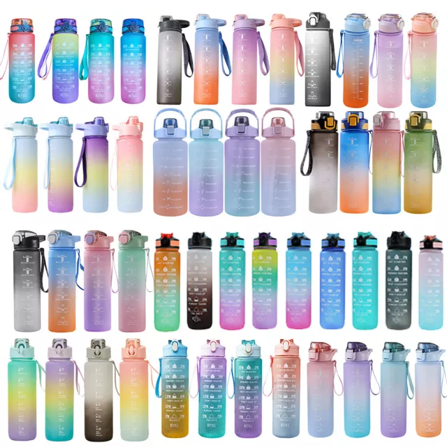 2L Water Bottle Motivational Time Marker Extra Large Sport Bottle with Straw DHL