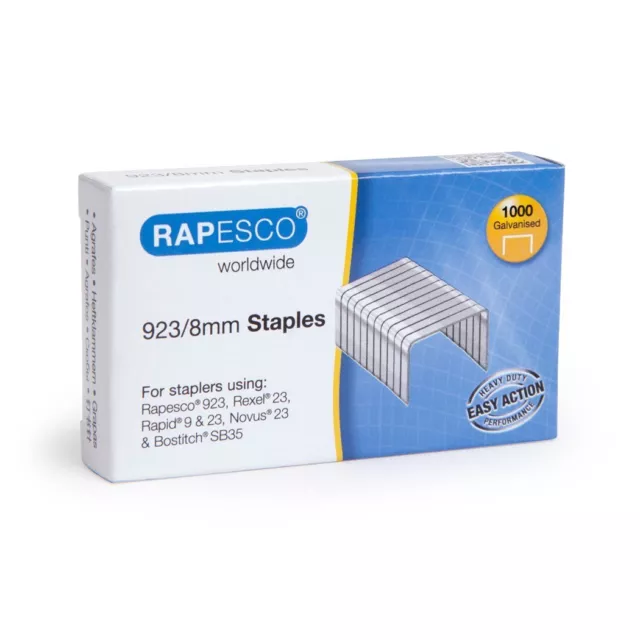 Rapesco 923/8mm Agrafes - Rigide Câble Galvanisé (Boîte 1,000) Code: S92308Z3