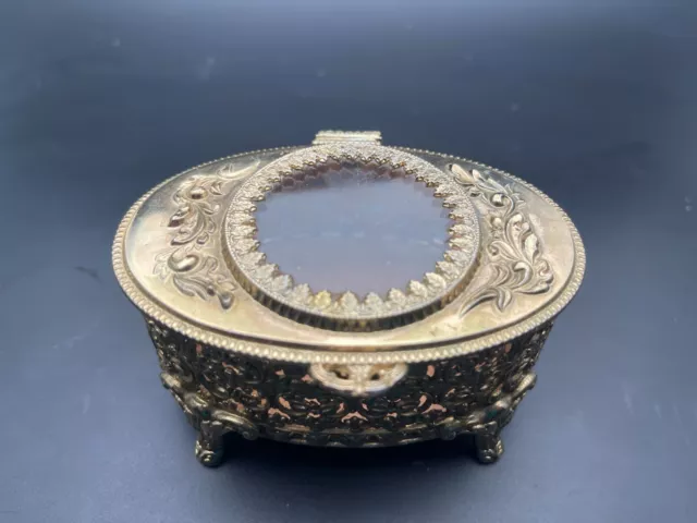 Magnificent Antique French Cut Crystal Bronze Jewelry Box/Casket 2
