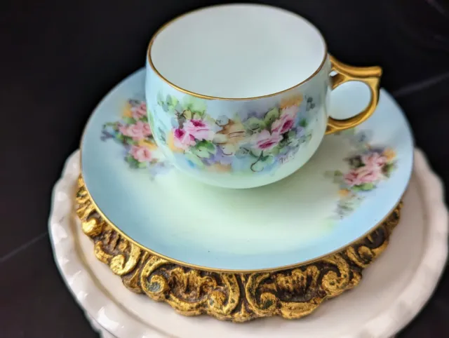 Vintage Porcelain Rosenthal,Selb- Bavaria Tea Cup And Saucer Set, Floral,Gold