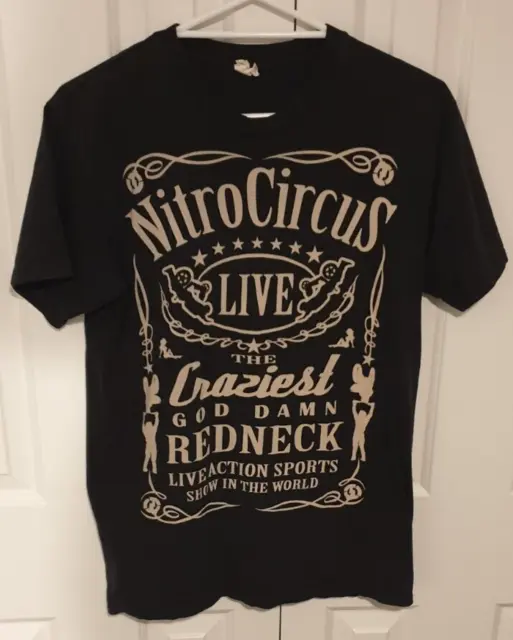 NITRO CIRCUS LIVE Craziest Redneck Live Action Sports T-Shirt Black Size Medium.