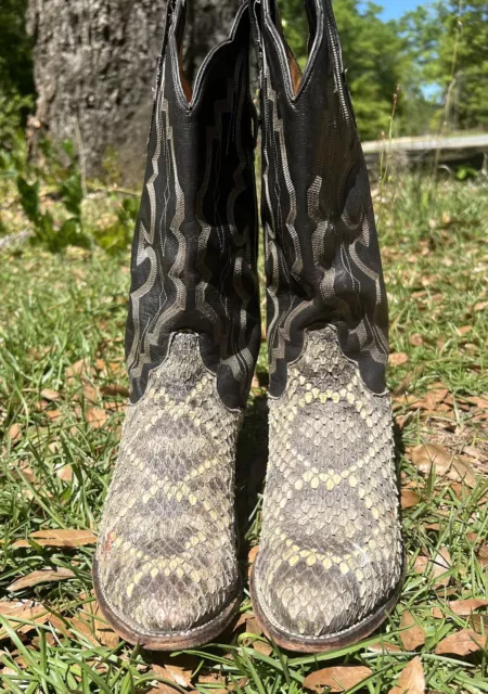 El Dorado Mens’s Western Cowboy Large Rattlesnake Cowboy Boot Size 8.5 D