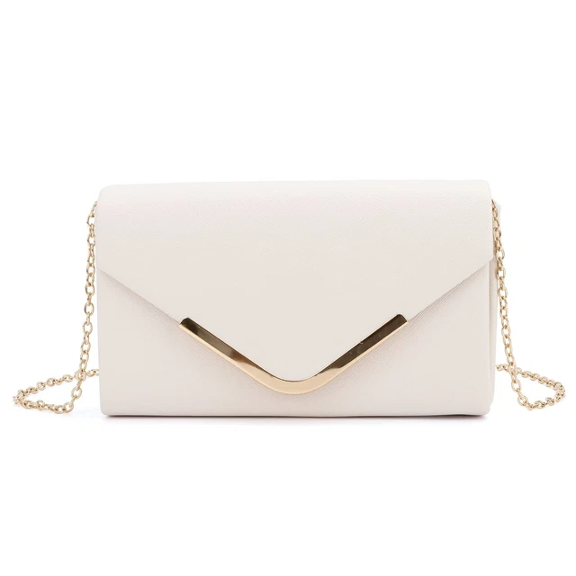 Clutch Elegante Da Sera Con Catena Rimovibile - Borsa A Plicco Per Matrimoni E Feste In Tessuto Luccicante - Colore Nero