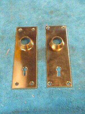 2  Vintage  Solid Brass Face Plates w/ Key Hole