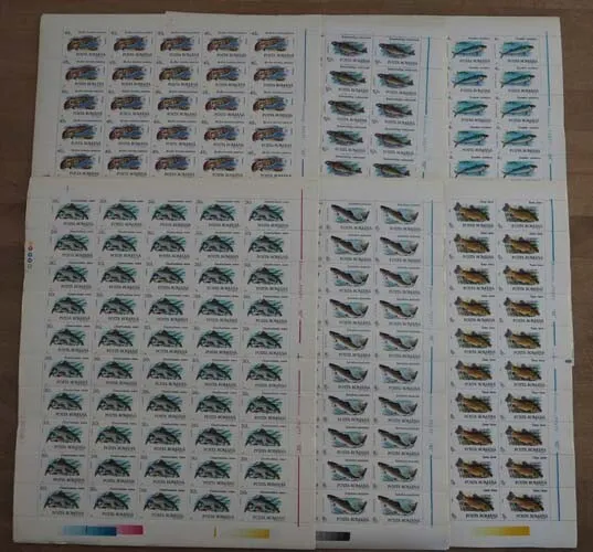 1992 Rumänien; 400 Serien Fische postfrisch/MNH, MiNr. 4776/81, ME 1200,-