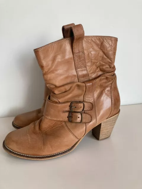 DEBENHAMS BROWN MID Calf Boot Wide Fit Size 6 VGC 8.50 PicClick UK