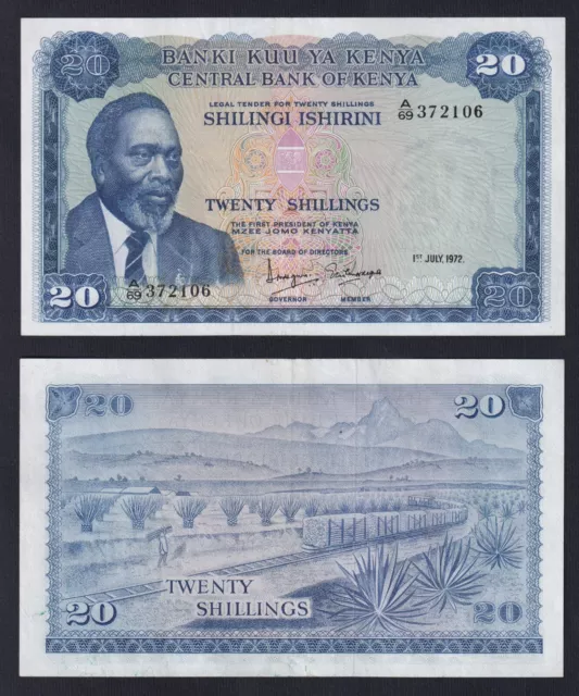 Kenya 20 Shilingi 1972 P 8c Spl XF A-01