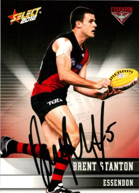 Signed 2012 Essendon Bombers AFL Select Champions Card - Brent Stanton