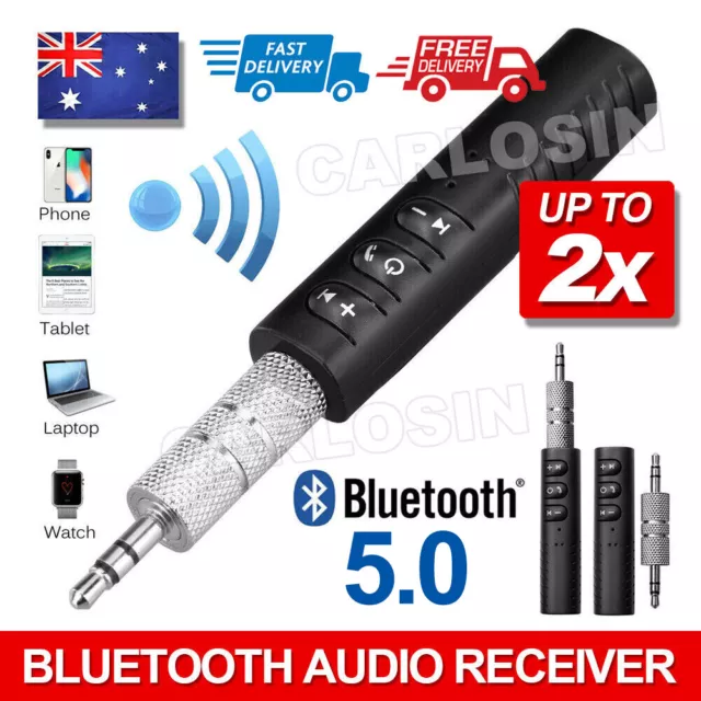 2x Wireless Bluetooth 3.5mm AUX Audio Music Receiver Stereo Home Car Transmitter