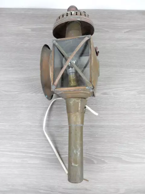 Lampe de Fiacre Ancienne Convertie en Électrique-Décoratif Vintage - Années 1950