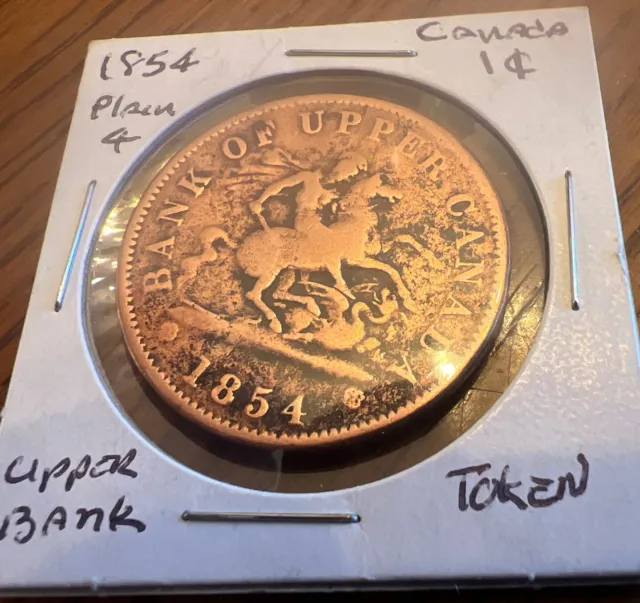 1854 Bank of Upper Canada One Penny Bank Token Copper