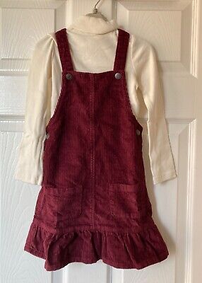 NEW TU Burgundy Pinafore & Roll Neck Top Outfit Sizes 1.5-2, 2-3 & 3-4 Years