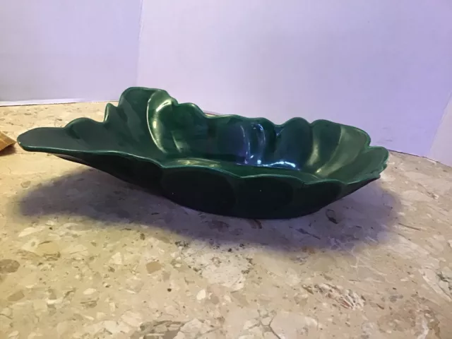Vintage 1950's Claire Lerner Pottery Console Bowl Green  Mid Century Modern