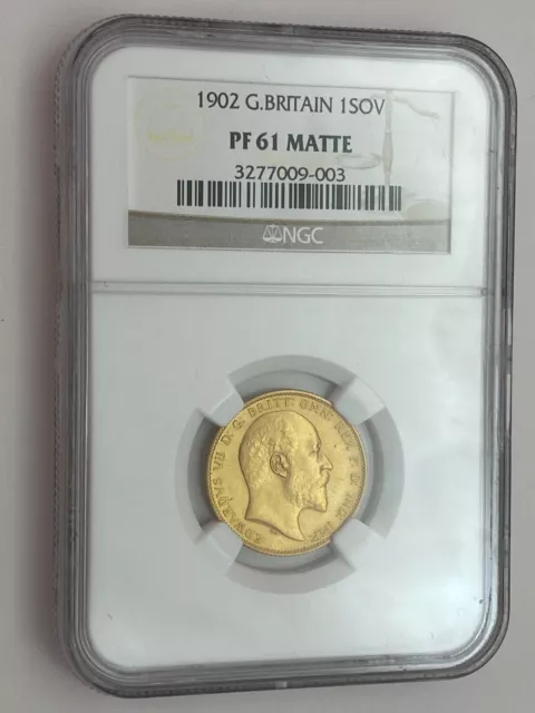 1902 EDWARD VII PROOF FULL SOVEREIGN. NGC PF61 MATTE finish.  HIGH GRADE.