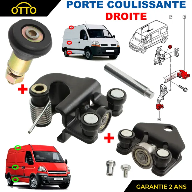 Charniere GALET Guide Porte Laterale Coulissante Droite pour MASTER 2 MOVANO A