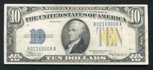 Fr. 2309 1934-A $10 Ten Dollars “North Africa” Silver Certificate About Unc (C)