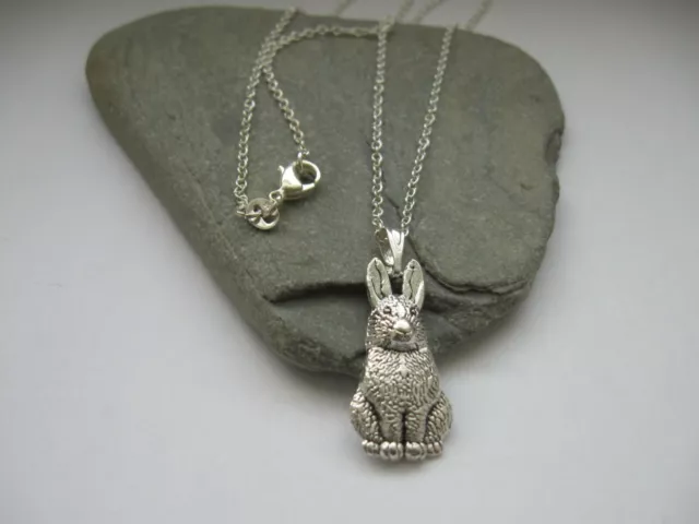 ✅  Halskette, 925 Sterling Silber pl. + Anhänger Hase, NEU                 ⭐⭐⭐⭐⭐