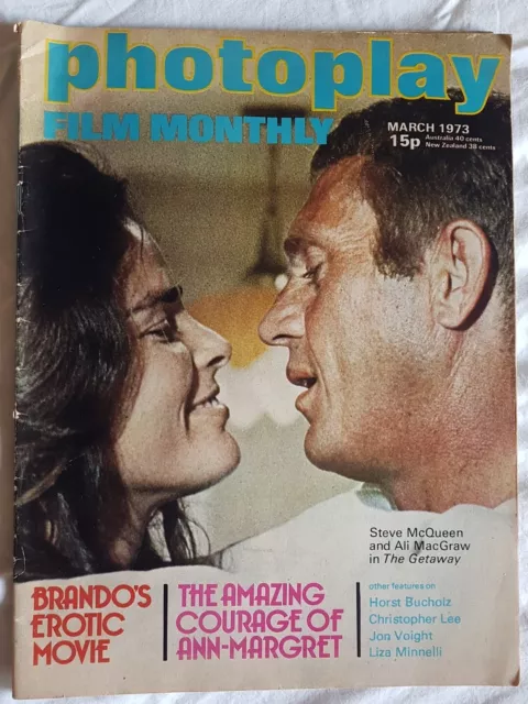 March 1973 Photoplay Movie Film Magazine Steve McQueen  Brando