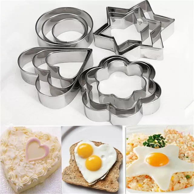 12Pcs Stainless Steel Cake Cookie Egg Fondant Mould Mold Sugarcraft Cutter B..b