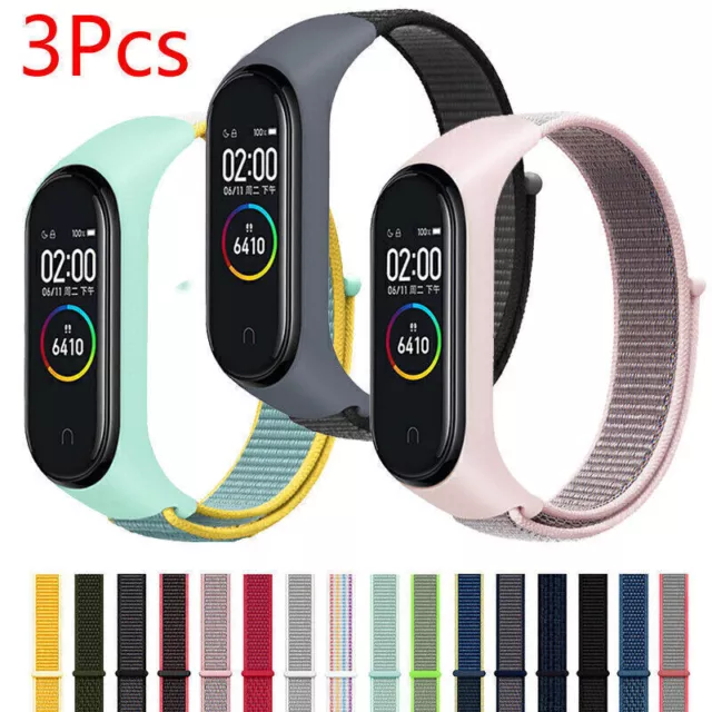 3 PACK Band Strap Nylon Smart Bracelet Wrist Watch For Xiaomi Mi Band 2 6 5 4 3