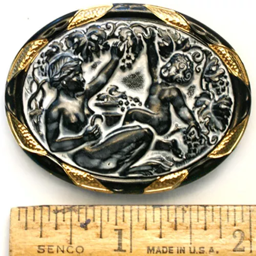 FOCAL 2" Oval Vintage Czech Glass Victorian Revival Pagan CENTAUR CAMEO Button