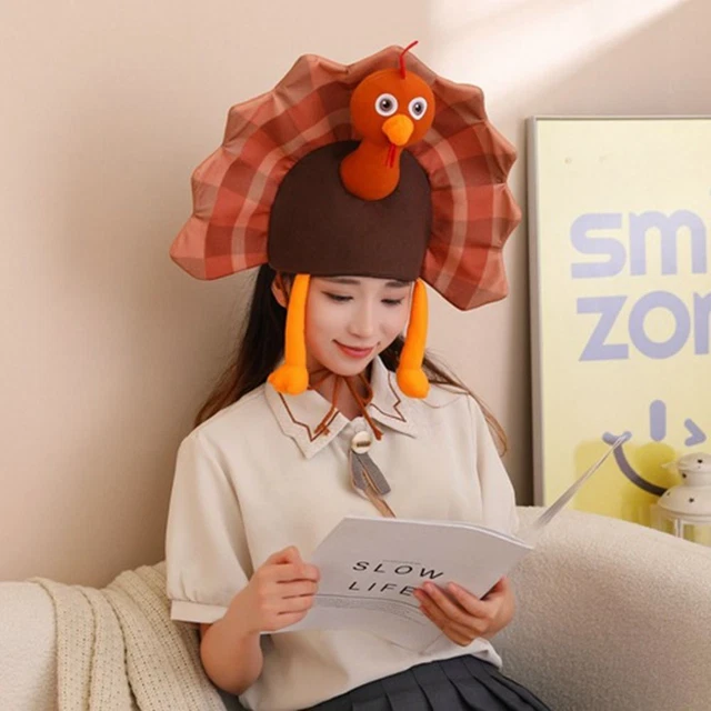 3D THANKSGIVING HEADGEAR Cap Funny Celebration Cap Plush Turkey Hat