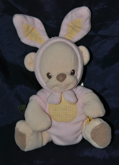 Peluche Doudou Ours Déguisé En Lapin 2003 FISHER PRICE Rose 14 Cm Assis TTBE