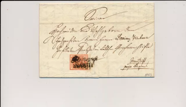 ÖSTERREICH 1853 3Kr, Brief (Inhalt) aus BOTZEN (TIrol) nach BRIXEN. Schön!
