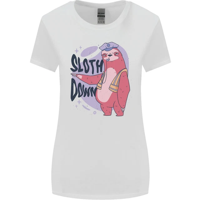 Sloth Down Policeman Funny Womens Wider Cut T-Shirt