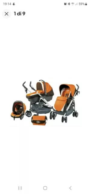 passeggino trio peg Perego colore arancio usato ma in perfette condizioni