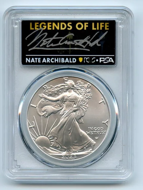 2023 $1 American Silver Eagle 1oz PCGS MS70 FS Legends of Life Nate Archibald