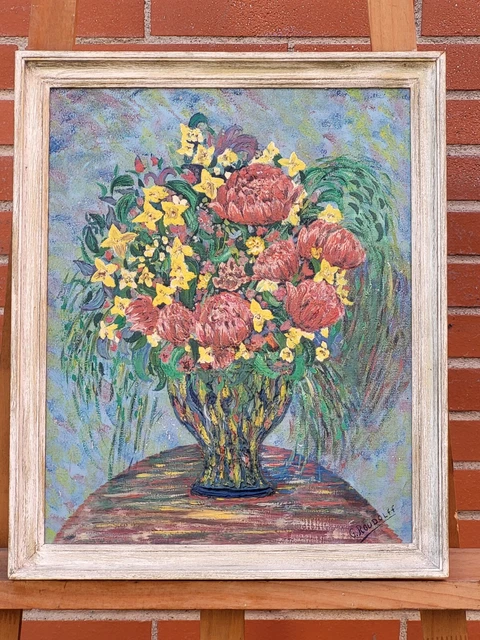 Tableau ancien signée ROUDOLFF. Bouquet de Fleurs.  Peinture huile sur...
