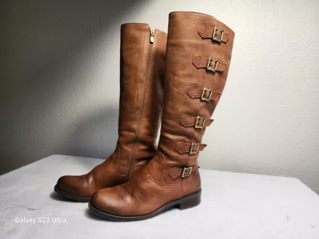 BCBG Generation Women's Boots Brown Leather Tall Riding Zipper Size 7.5 M