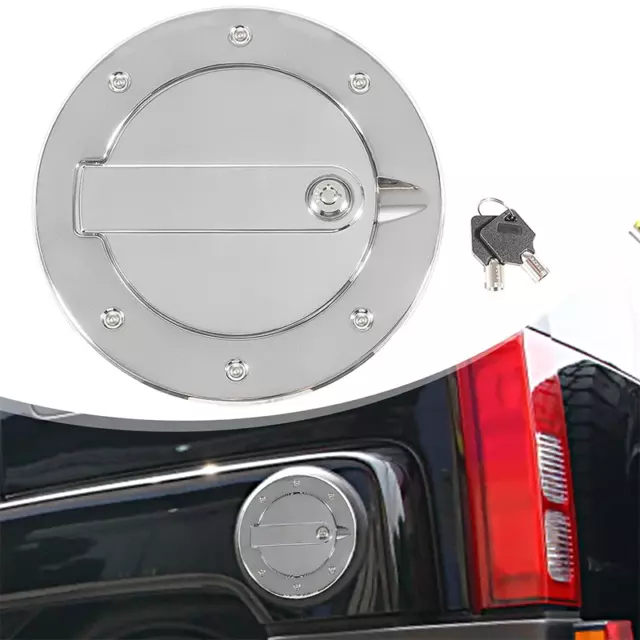 Aluminum Chrome Fuel Door Locking Gas Tank Cap Cover for Hummer H3 H3T 2006-2010