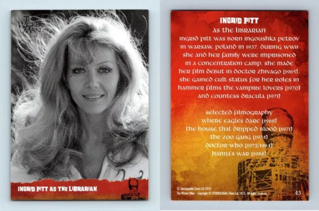 Ingrid Pitt As The Librarian #43 The Wicker Man - Unstoppable Cards 2014 Card