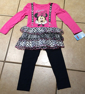 NWT Girls Disney Mickey Mouse & Friends Minnie Mouse Tunic Leggings Set 4 5 6